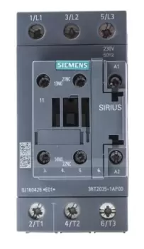 Image of Siemens SIRIUS Innovation 3RT2 3 Pole Contactor - 40 A, 230 V ac Coil, 3NO, 18.5 kW