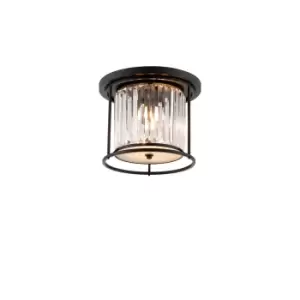 Image of Guilford Ceiling Lamp, 3 Light E27, Satin Black, Clear