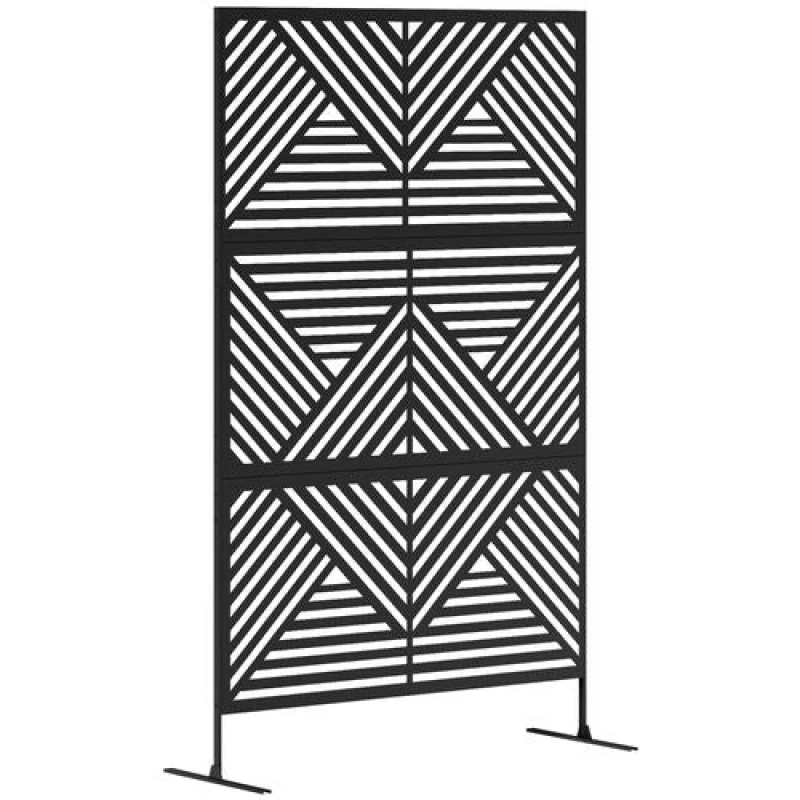 Image of Outsunny Decorative Outdoor Divider Privacy Panel with Stand, Rhombus Black Black