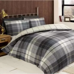 Image of Rapport Home Furnishings Rapport Home Lomond Check Flannelette Duvet Set Blue King