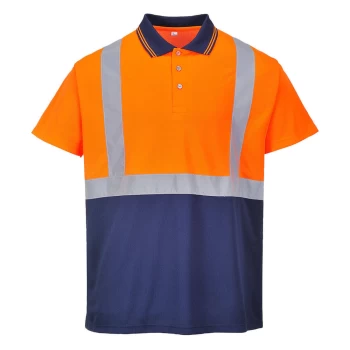 Image of Portwest Mens Two Tone Class 1 Hi Vis Polo Shirt Orange / Navy XS