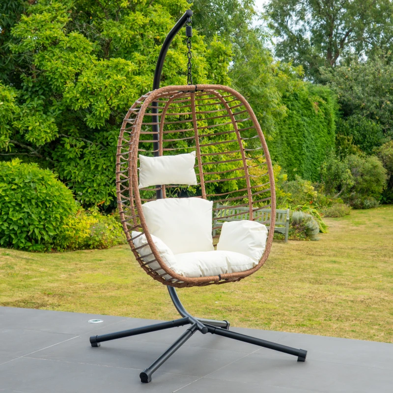 Image of Artemis Home Appleford Hanging Swing Single Egg Pod Chair in Cream Cream Unisex