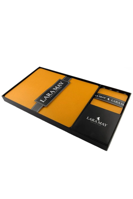 Image of Lara May Leather 8 Piece Placemats & 8 Piece Coasters - Mustard Yellow Yellow Unisex