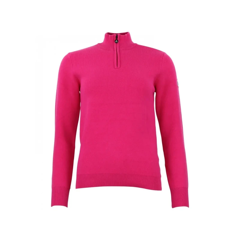 Image of Peak Mountain Womens 1/2 zip turtleneck sweater Peak Mountain Acharlito Rose Female M ACHARLITO/FO/1-FUSHIA