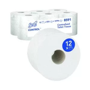 Image of Scott Control Toilet Tissue Centrefeed Roll 2 Ply 833 Sheets Pack of