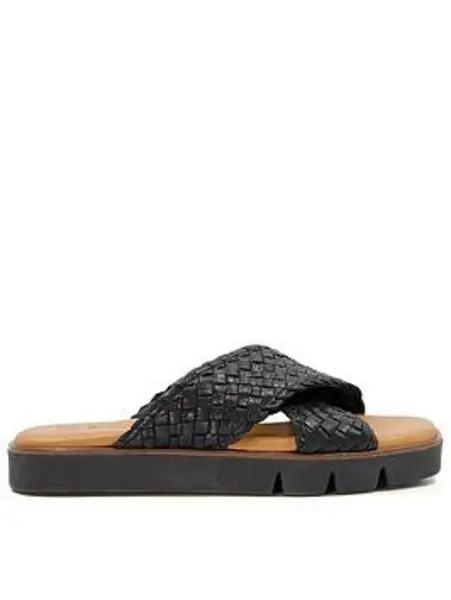 Image of Dune London Lexey Woven Cross Strap Sandals - Black W17FC Female 4,5,6,7,8