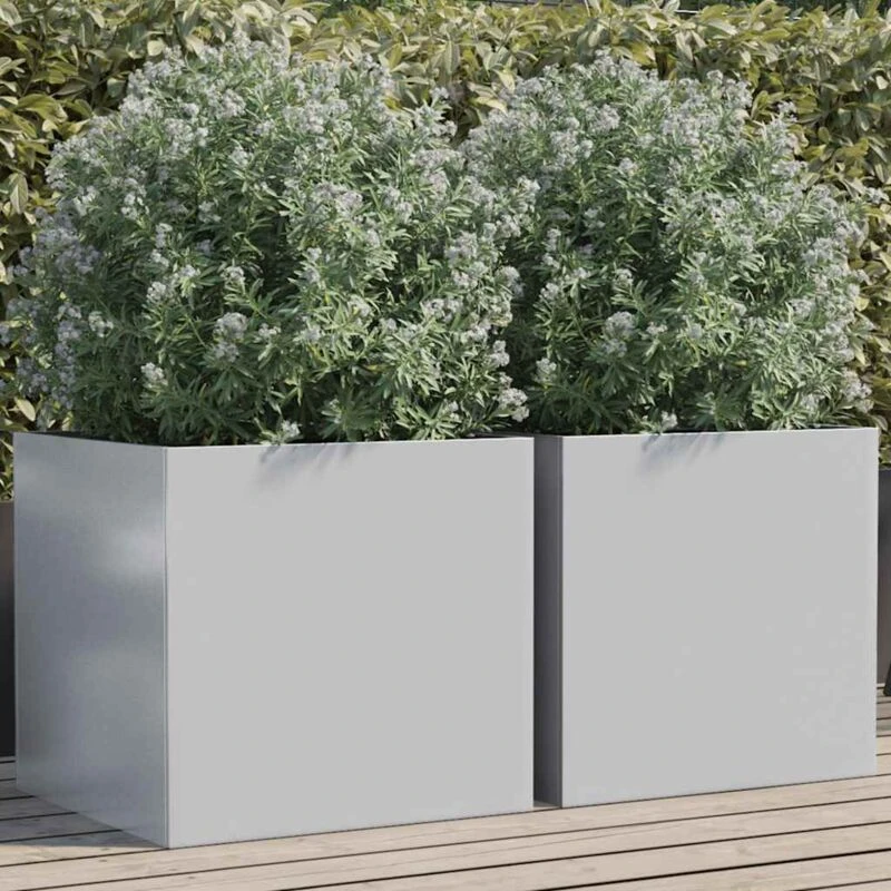 Image of VIDAXL Planters 2 pcs Silver 49x47x46cm Galvanised Steel Vidaxl 8721012364288