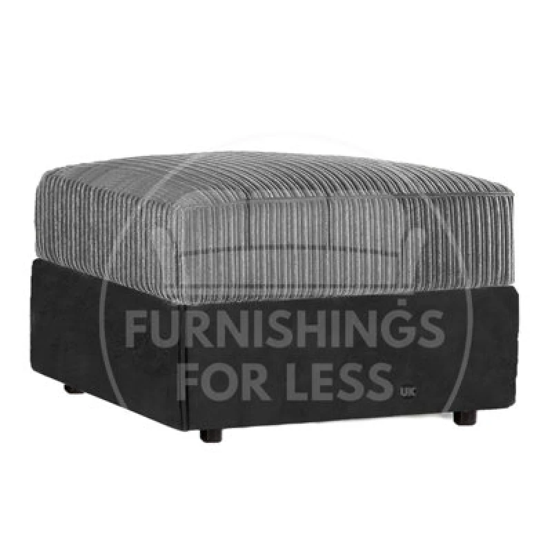 Image of Furnishings For Less UK Luxor Delta Ferguson Soft Jumbo Cord Black Footstool Sofa Accessory