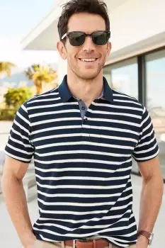 Image of Textured Stripe Polo Shirt
