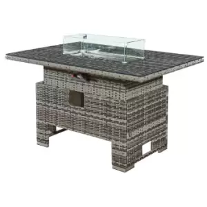 Image of Royal Fire Icarus Rattan Rising Firepit Table in Walnut Grey