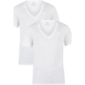 Image of G-Star Raw 2 Pack V-Neck Logo T-Shirts mens T shirt in White - Sizes UK XS,UK S,UK M,UK L,UK XL,UK XXL