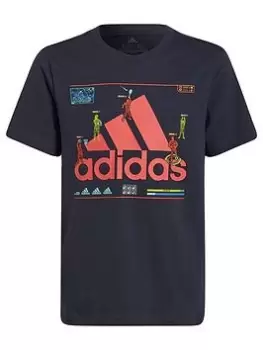 Image of adidas Boys Gaming Graphic T-Shirt - Navy/Red, Navy/Pink, Size 5-6 Years
