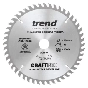 Image of Trend CRAFTPRO Wood Cutting Saw Blade 160mm 48T 20mm