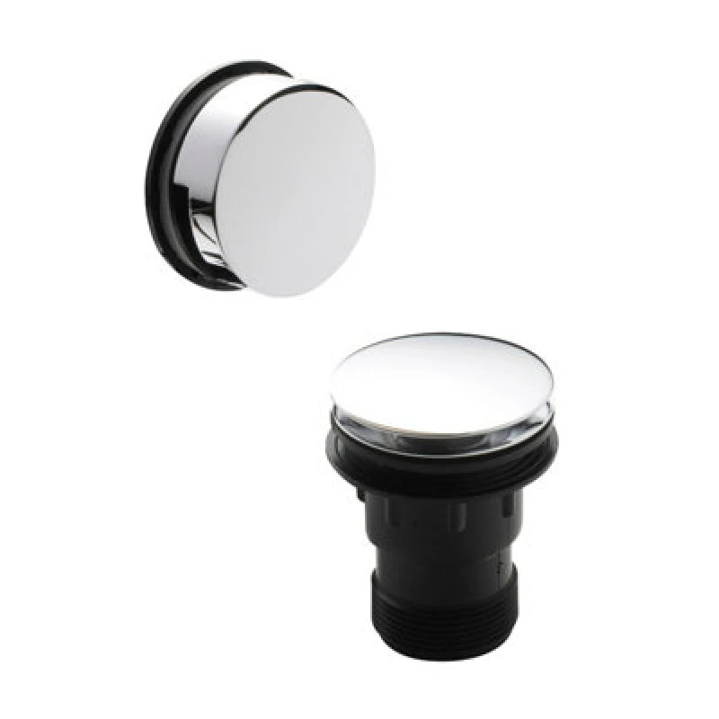 Image of Balterley Easyclean Round Push Button Bath Waste Overflow Baths upto 13mm Thick Silver unisex