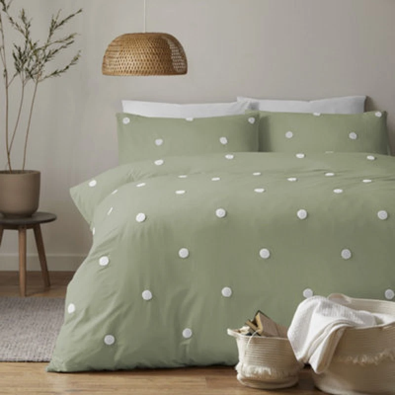 Image of Appletree Dot Garden 100% Cotton Duvet Cover Set in Sage Duvet Cover Sets Single Green 39021415010