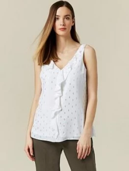 Image of Wallis Foil Ruffle Cami Top - Ivory, Size 18, Women