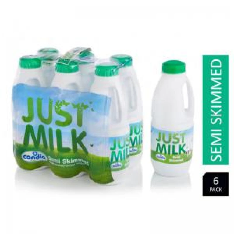 Image of Candia Just Milk Semi Skimmed, 6 x 1L