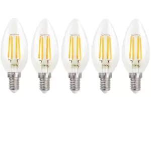 Image of Harper Living 4.5 Watts E14 LED Bulb Clear Candle Warm White Dimmable, Pack of 5