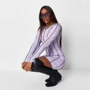 Image of Missguided Contrast Stitch Ls Mini Dress - Purple
