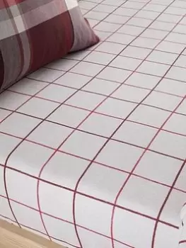 Image of Catherine Lansfield Check Brushed Fitted Sheet In Red