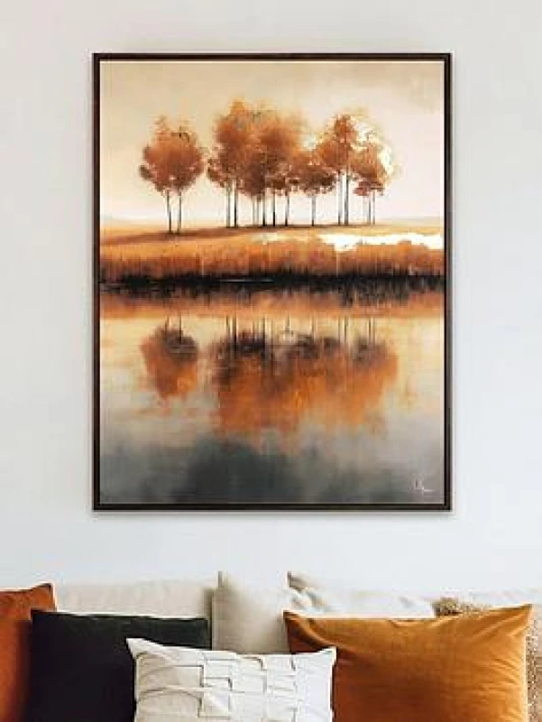 Image of Golden Treeline Framed Canvas