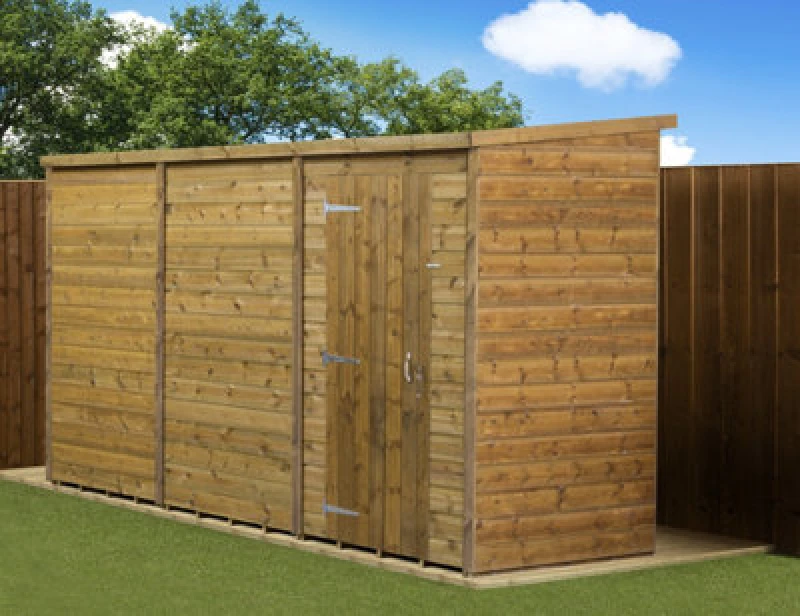 Image of Empire Sheds Empire Modular Pent 12X4 Dipped Treated Tongue And Groove Wooden Garden Shed Single Door (12' X 4' / 12ft X 4ft) (12X4)