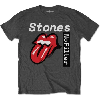 Image of The Rolling Stones - No Filter Text Unisex Medium T-Shirt - Grey