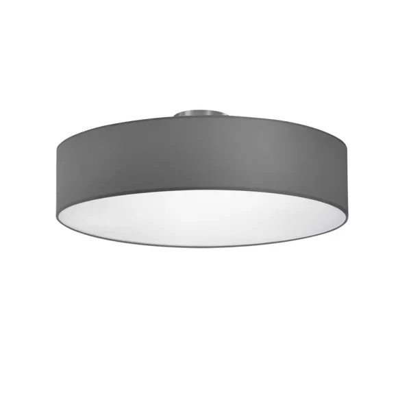 Image of Hotel Modern 3 Light 50cm Cylindrical Ceiling Light Nickel Matt Grey Shade