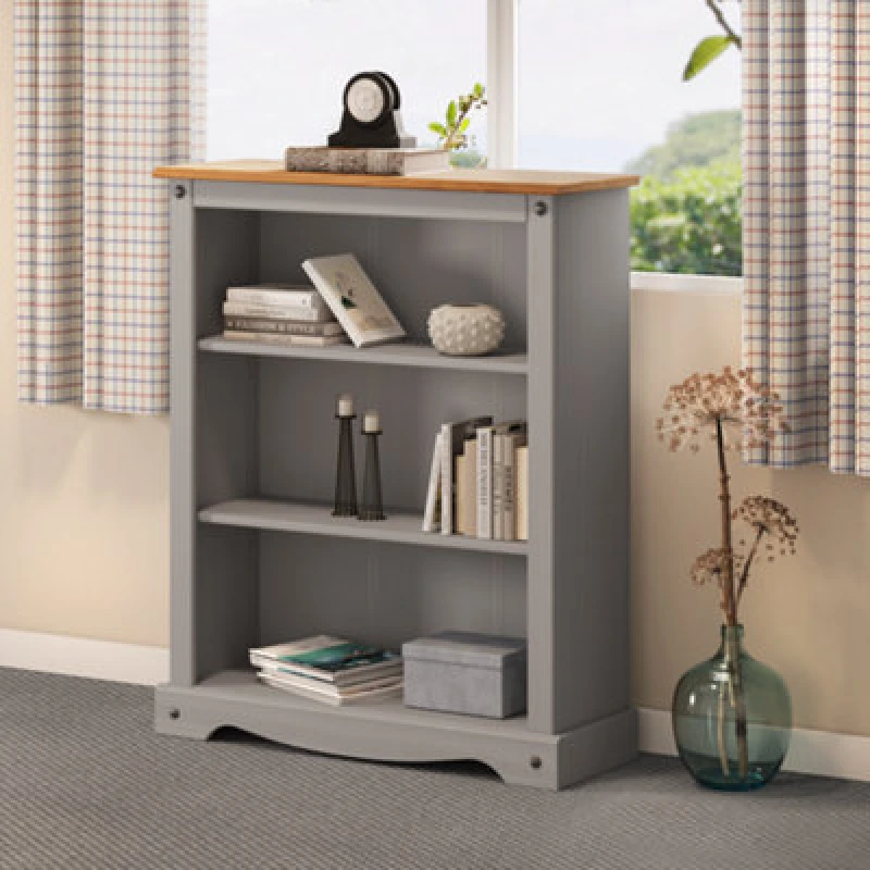 Image of MERCERS FURNITURE Corona Grey Wax Small Bookcase 5060335867902