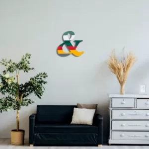Image of Alphabet & 2 Multicolor Decorative Wooden Wall Accessory