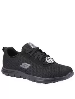 Image of Skechers Lace Up Slip Resistant Workwear Trainers, Black, Size 5, Women