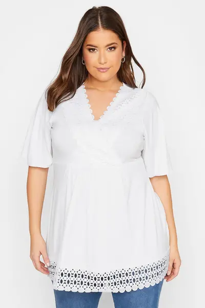 Image of Yours Peplum Tunic White