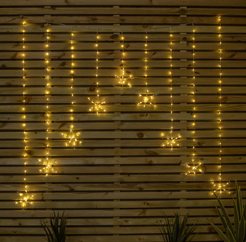 Image of 1.2m x 1.2m FlexiBrights Christmas Snowflake Curtain Lights with 267 Warm White LEDs