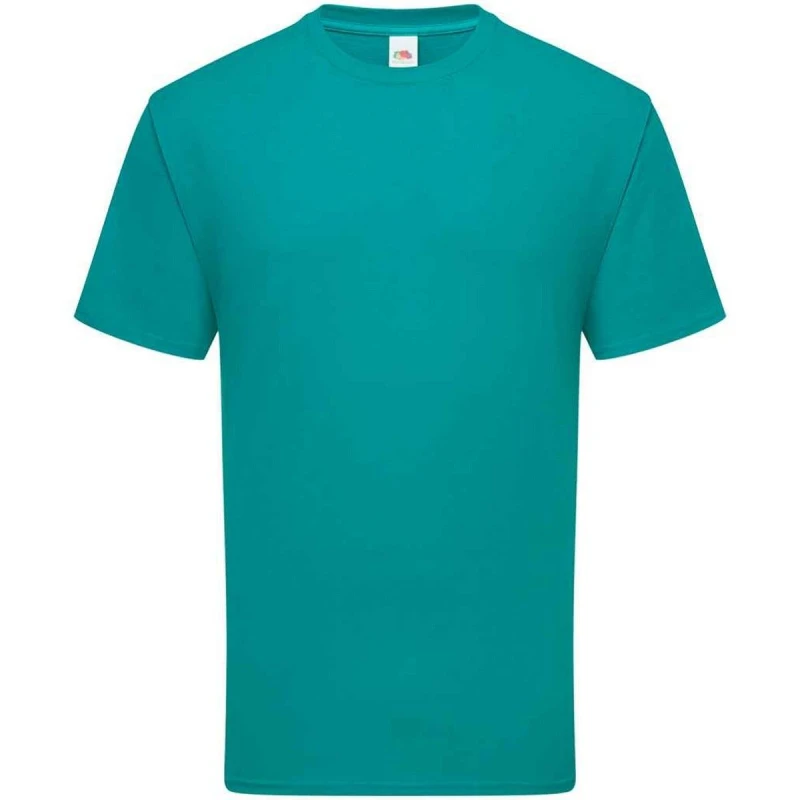 Image of Fruit Of The Loom Fruit of the Loom Men Ringspun Premium T-Shirt in Turquoise Size: Small Turquoise S Male 5063693950927