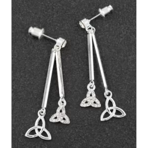 Image of Celtic Double Hanging Knot Silver Plated Earrings
