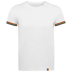 Image of SOLS Mens Rainbow T-Shirt (M) (White/Multicolour)
