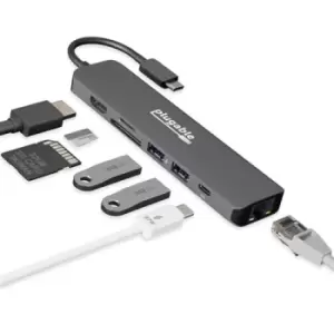 Image of Plugable Technologies 7-in-1 USB C Hub Multiport Adapter with Ethernet - 87W Charging