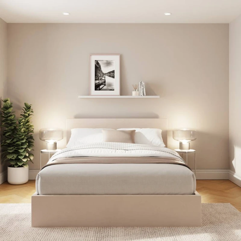 Image of GFW End Lift Ottoman Storage Bed Velvet in Natural Size: Single Natural Unisex Single