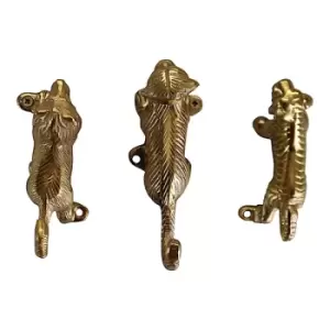 Image of Geko Set of 3 Gold Metal Safari Animal Coat Hooks
