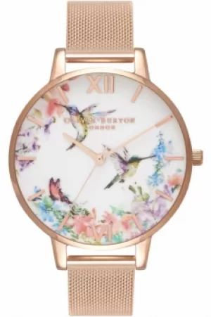 Image of Ladies Olivia Burton Painterly Prints Floral Birds Print Watch OB16PP21