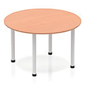 Image of Impulse Circle Table 1200 Beech Post Leg Silver