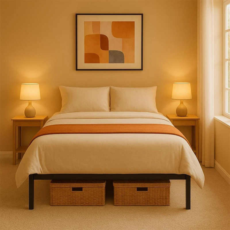 Image of House of Home King Size Bed Frame Durable Metal Platform Bed Black Frame 151 x 201 x 35cm Black