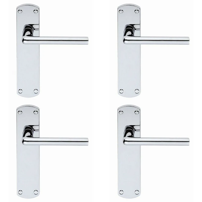 Image of Loops 4x Rounded Straight Bar Handle on Latch Backplate 170 x 42mm Polished Chrome Multi