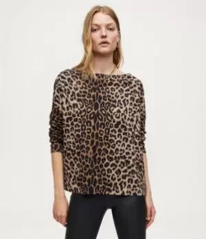 Image of AllSaints Womens Rita Leppo T-Shirt, Leopard Yellow, Size: S