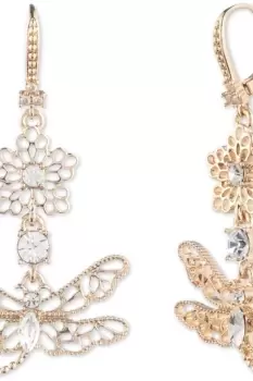 Image of Ladies Marchesa PE DRAGONFLY DROP-GOLD/CRYSTAL Earrings 16G00301