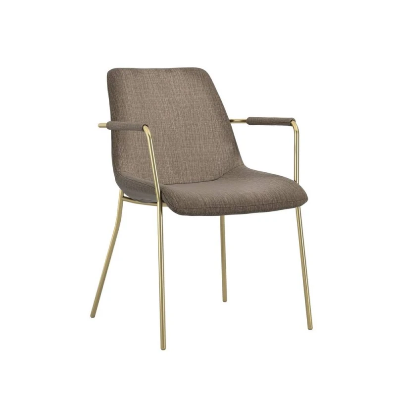 Image of Lemon Pavilion Furniture Carlo Arms Dining Chair (Pack of 2) - Textured Velvet/Metal - Taupe Unisex