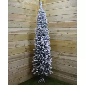 Image of 2m (6.5ft) Premier Snow Flocked Spruce Pine Slim Christmas Tree in Green