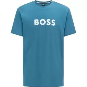 Image of Boss Logo Print T-Shirt - Blue