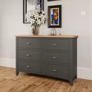 Image of Grasmere Two Tone Oak & Grey 6 Drawer Chest Of Drawers
