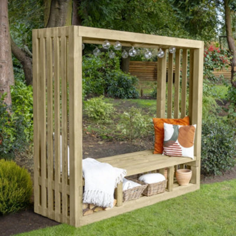 Image of Forest Amalfia Wooden Garden Arbour Seat 6'1 x 2'3 (1.85m x 0.68m)
